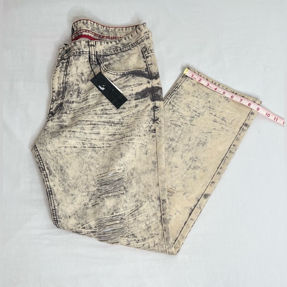 Blue Stitch  Men’s Jeans Khaki & Black  Size 42 X 33 New - Picture 7 of 9